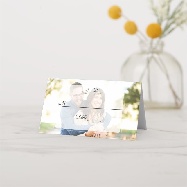 Tarjeta De Asiento Boda geométrico de fotografía caprichoso (Anverso)