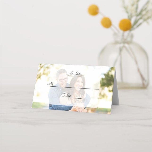 Tarjeta De Asiento Boda geométrico de fotografía caprichoso (Anverso)