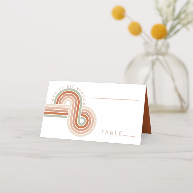 Tarjeta De Asiento Boda geométrico de líneas refinadas Terra Cotta ID (Anverso)