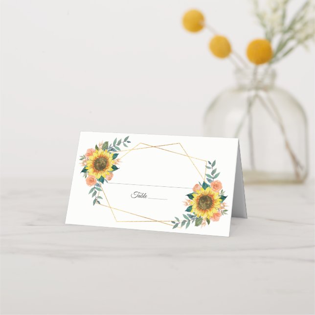 Tarjeta De Asiento Boda Geométrico Floral de la Melaza de Giro (Anverso)