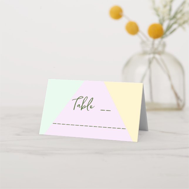 Tarjeta De Asiento Boda geométrico Pastel silenciado (Anverso)