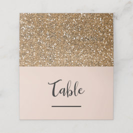 Tarjeta De Asiento Boda Glam Moderna Dorada Brillo Rosa Beige Chic
