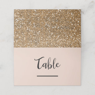 Tarjeta De Asiento Boda Glam Moderna Dorada Brillo Rosa Beige Chic