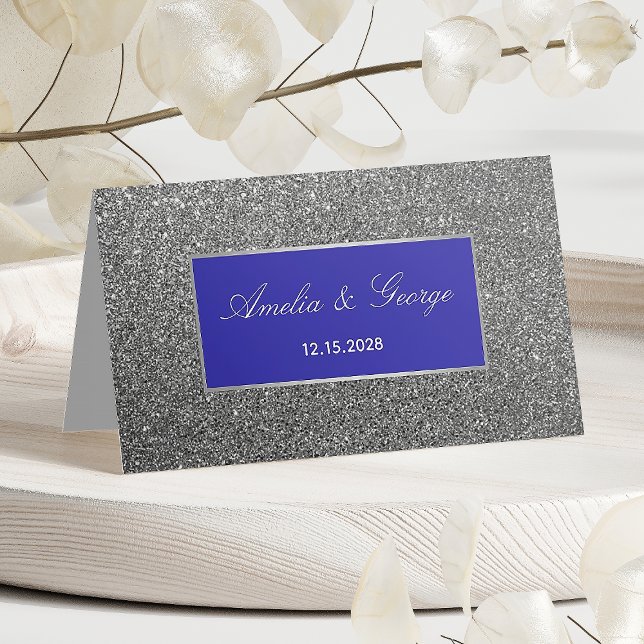 Tarjeta De Asiento Boda Glitter Silver Lugar  (Subido por el creador)