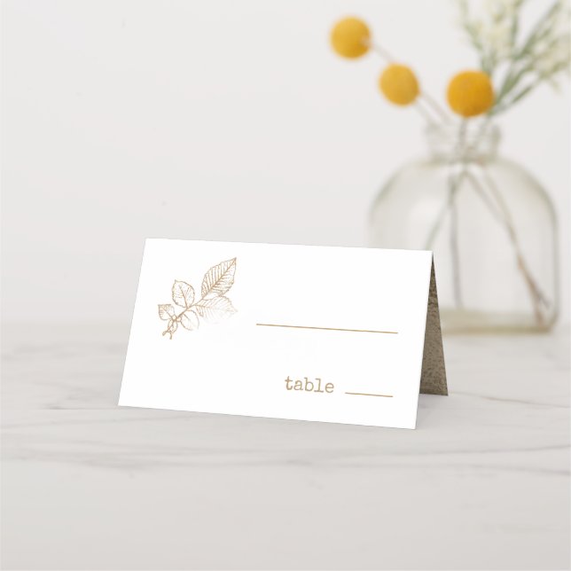Tarjeta De Asiento Boda Golden Leaf ID655 (Anverso)