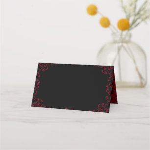 Tarjeta De Asiento Boda Gótica con Remolino Rojo y Negro