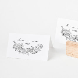 Tarjeta De Asiento Boda Gótica Elegante en Blanco y Negro