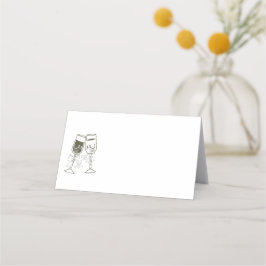 Tarjeta De Asiento Boda Green Blank de madera de oliva de champán