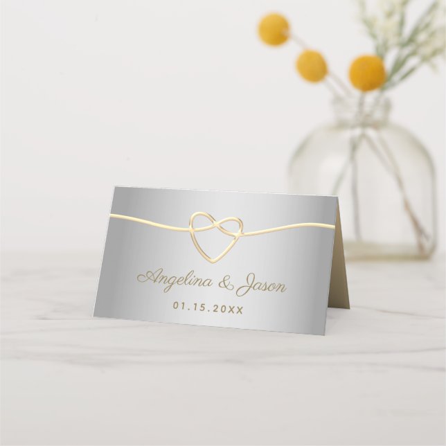 Tarjeta De Asiento Boda gris plateado (Reverso)