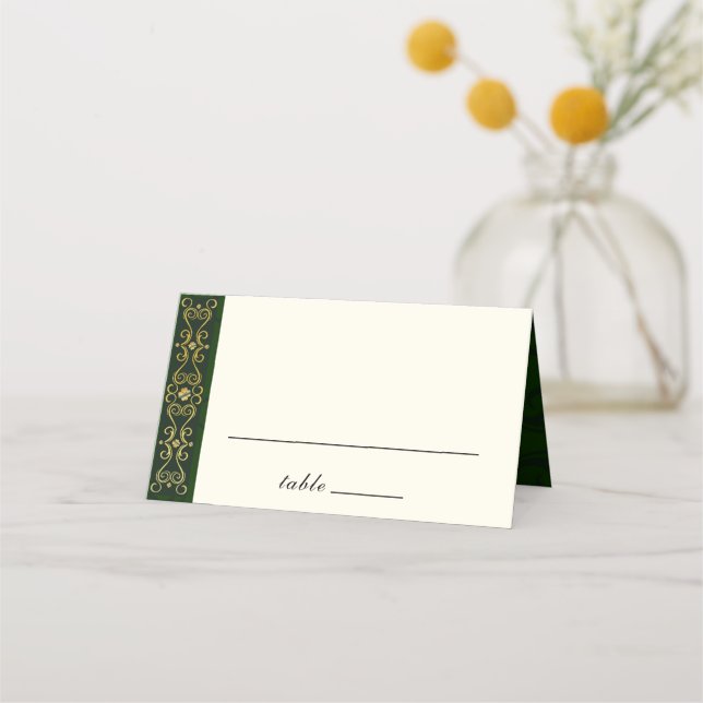 Tarjeta De Asiento Boda Irlandés de Oro Oscuro de Arte Creativo (Anverso)
