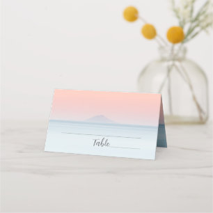 Tarjeta De Asiento Boda junto al mar bajo la puesta de sol del cielo