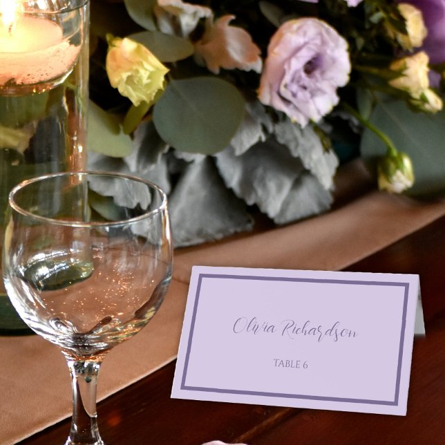 Tarjeta De Asiento Boda Lilac y Lavender Script (Subido por el creador)