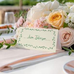 Tarjeta De Asiento Boda manuscrito del Mediterráneo Verde