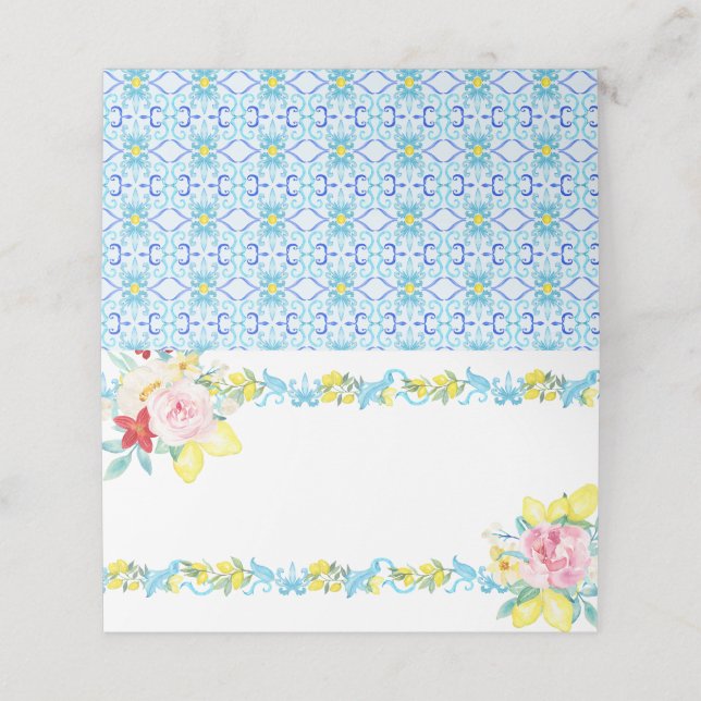 Tarjeta De Asiento Boda mediterráneo Positano Amalfi (Exterior desplegado)