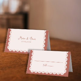 Tarjeta De Asiento Boda mexicano Papel Picado Terracotta
