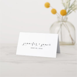 Tarjeta De Asiento Boda Minimal Elegante Script Black White Names