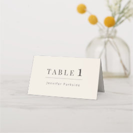Tarjeta De Asiento Boda Minimalista | Beige Suave