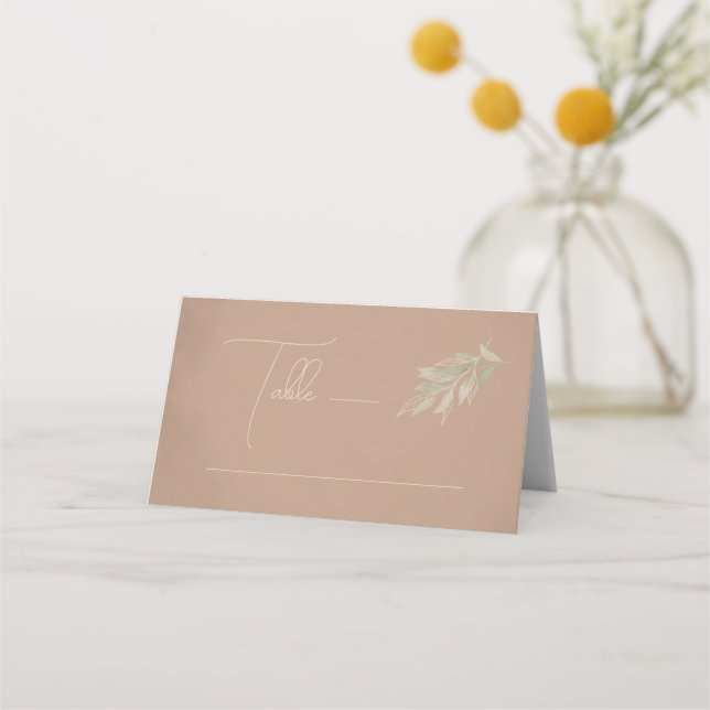 Tarjeta De Asiento Boda minimalista boho de terracota (Anverso)