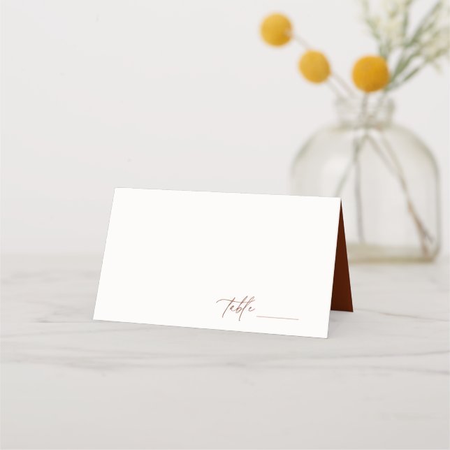 Tarjeta De Asiento Boda Minimalista de Desert Sienna (Anverso)