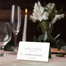 Tarjeta De Asiento Boda minimalista de estilo moderno con guión sage