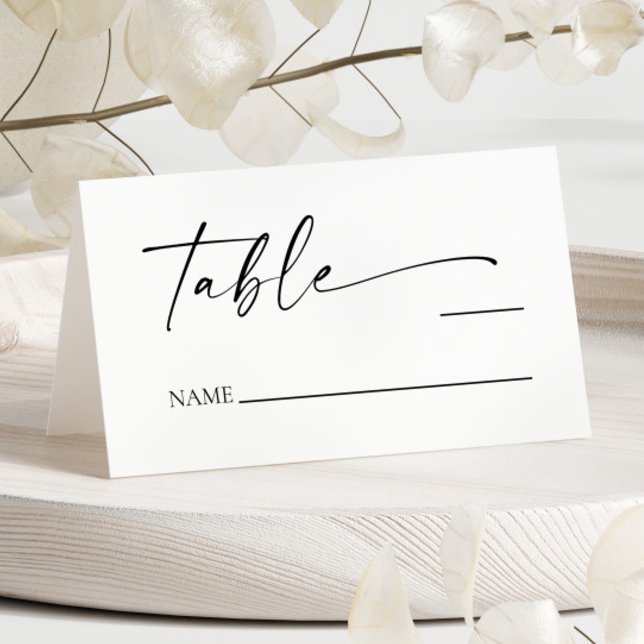 Tarjeta De Asiento Boda Minimalista elegante blanco negro moderno (Subido por el creador)