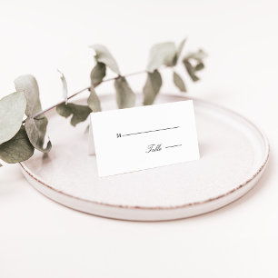 Tarjeta De Asiento Boda minimalista elegante de escritura en blanco y