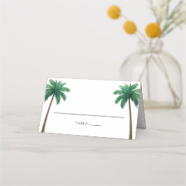 Tarjeta De Asiento Boda Minimalista en la Playa de Palmeras Tropicale