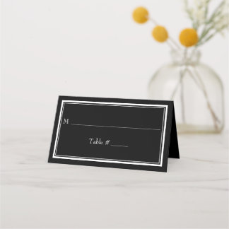 Tarjeta De Asiento Boda Minimalista Moderna de Borde Negro