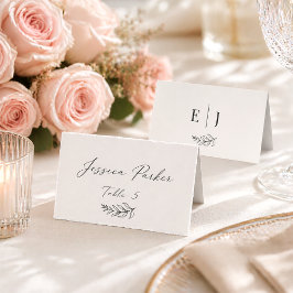 Tarjeta De Asiento Boda Minimalista Moderna de Negro y Beige