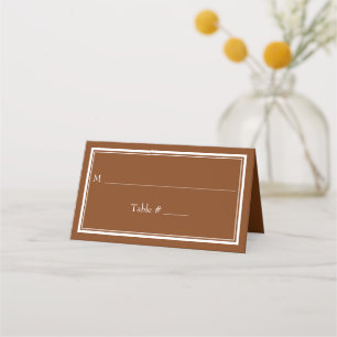 Tarjeta De Asiento Boda Minimalista Moderna Marrón Frontera