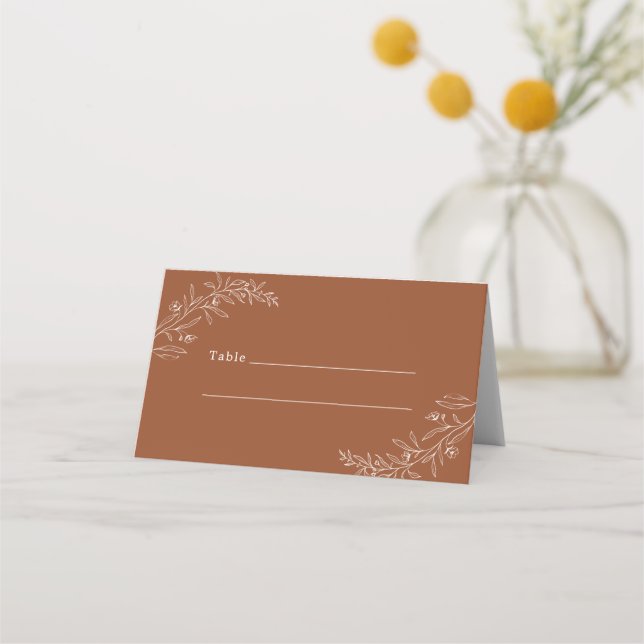 Tarjeta De Asiento Boda Minimalista moderno Boho Terracotta (Anverso)