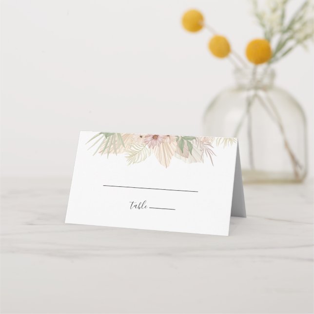 Tarjeta De Asiento Boda mínimo de Boho Floral (Anverso)