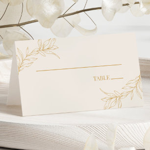 Tarjeta De Asiento Boda mínimo Minimalista de la rama de oro beige