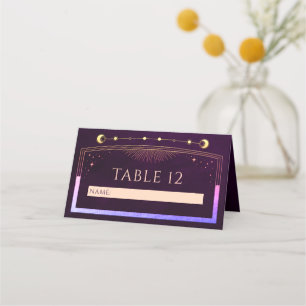 Tarjeta De Asiento Boda místico de las estrellas de luna del sol del 