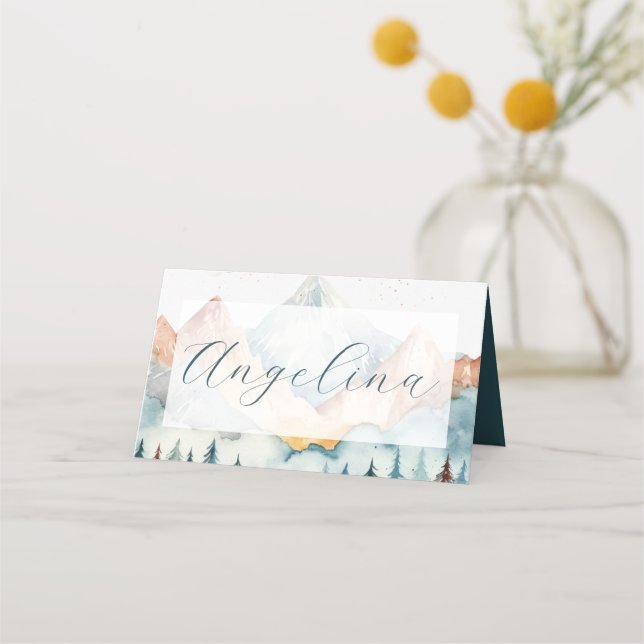 Tarjeta De Asiento Boda Misty Mountain (Anverso)