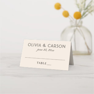 Tarjeta De Asiento Boda Moderna con Monograma de Marfil y Negro