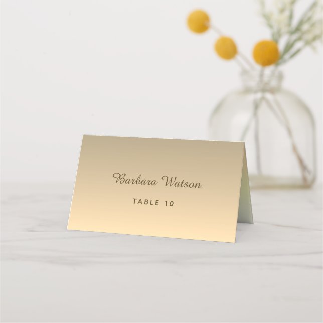 Tarjeta De Asiento Boda moderna con oro falso (Anverso)