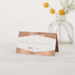 Tarjeta De Asiento Boda Moderna de Caligrafía de Mármol Geométrico de