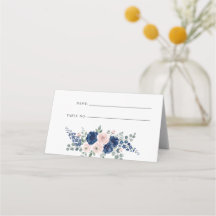 Boda moderna floral azul marino y rubor