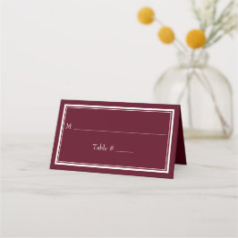 Tarjeta De Asiento Boda moderna minimalista de borde burgundy