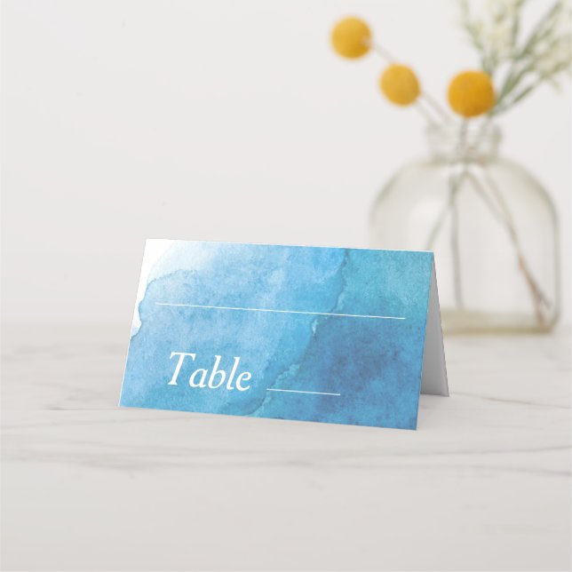 Tarjeta De Asiento Boda moderno acuarela naval (Anverso)