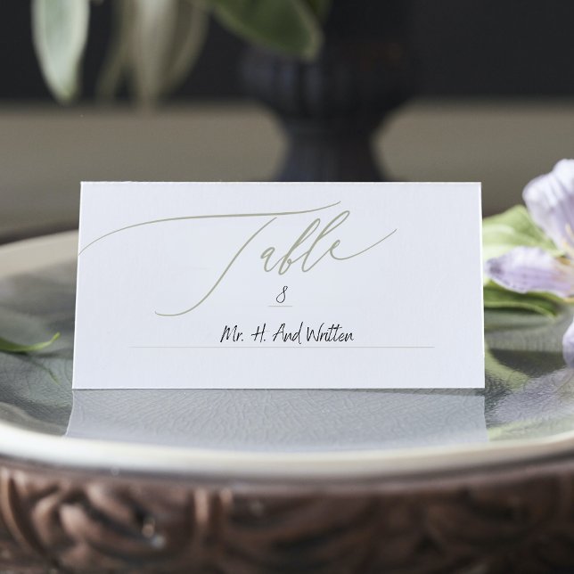 Tarjeta De Asiento Boda moderno de caligrafía blanca y sabia (Subido por el creador)