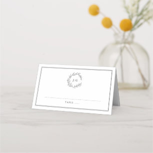 Tarjeta De Asiento Boda moderno de la hoja minimalista negra y blanca
