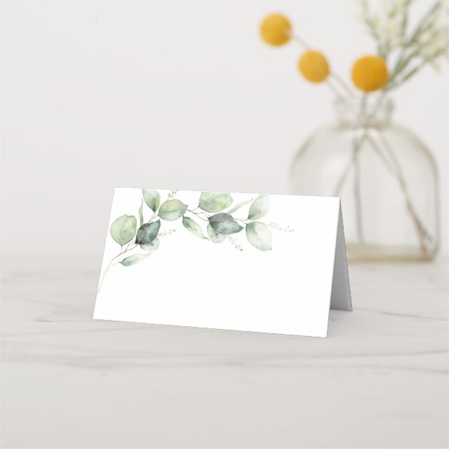 Tarjeta De Asiento Boda moderno Eucalyptus Greenery Succulent (Anverso)