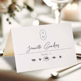 Tarjeta De Asiento boda moderno y elegante de opciones gastronómicas