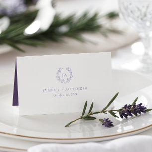 Tarjeta De Asiento Boda Monograma de Lavender