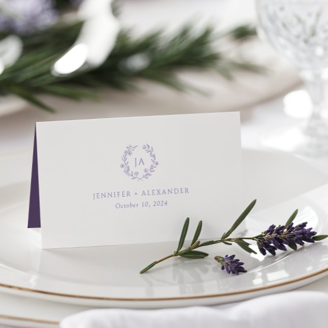 Tarjeta De Asiento Boda Monograma de Lavender (Subido por el creador)