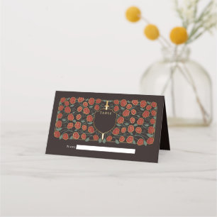 Tarjeta De Asiento Boda Monograma de Sword & Shield Fantasy Medieval