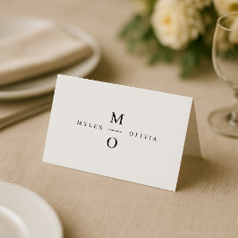 Tarjeta De Asiento Boda Monograma Elegante Minimalista Blanco sencill