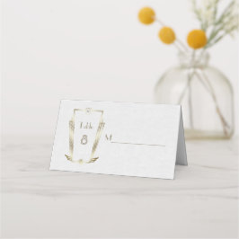 Tarjeta De Asiento Boda Monograma Real Art Deco Gold